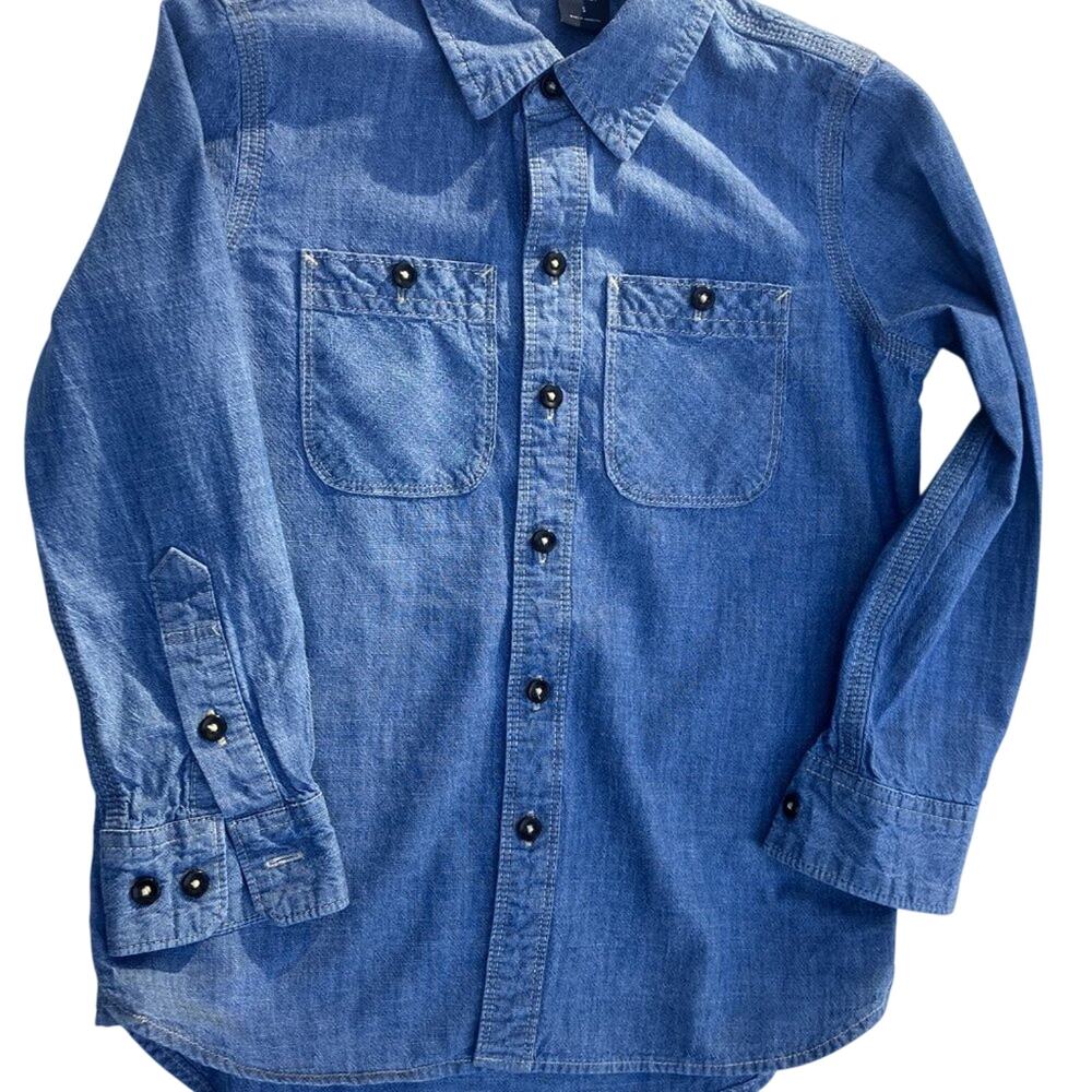Gap kids 1969 Boys Denim tine Long Sleeve Button Shirt Size S